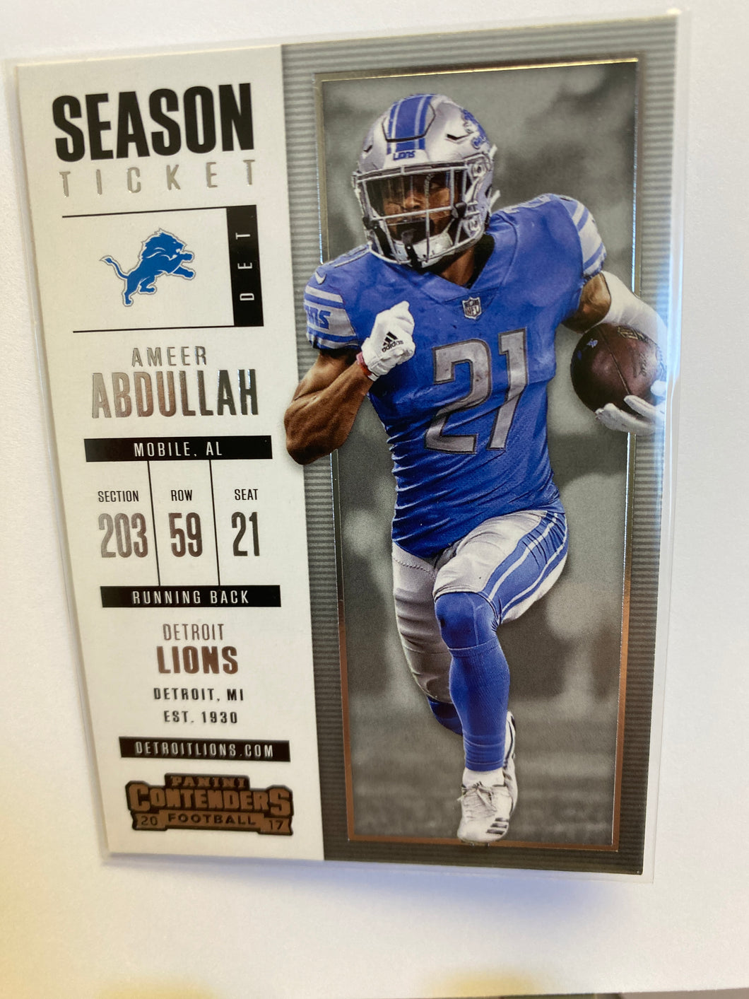 2017 PANINI CONTENDERS AMEER ABDULLAH #29