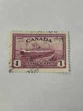 Load image into Gallery viewer, Used Fine Canada #273 One Dollar New Train Ferry Postage Stamp
