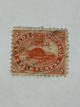 Load image into Gallery viewer, Used Fine Canada #15 Fice Cent vermillion Postage Stamp
