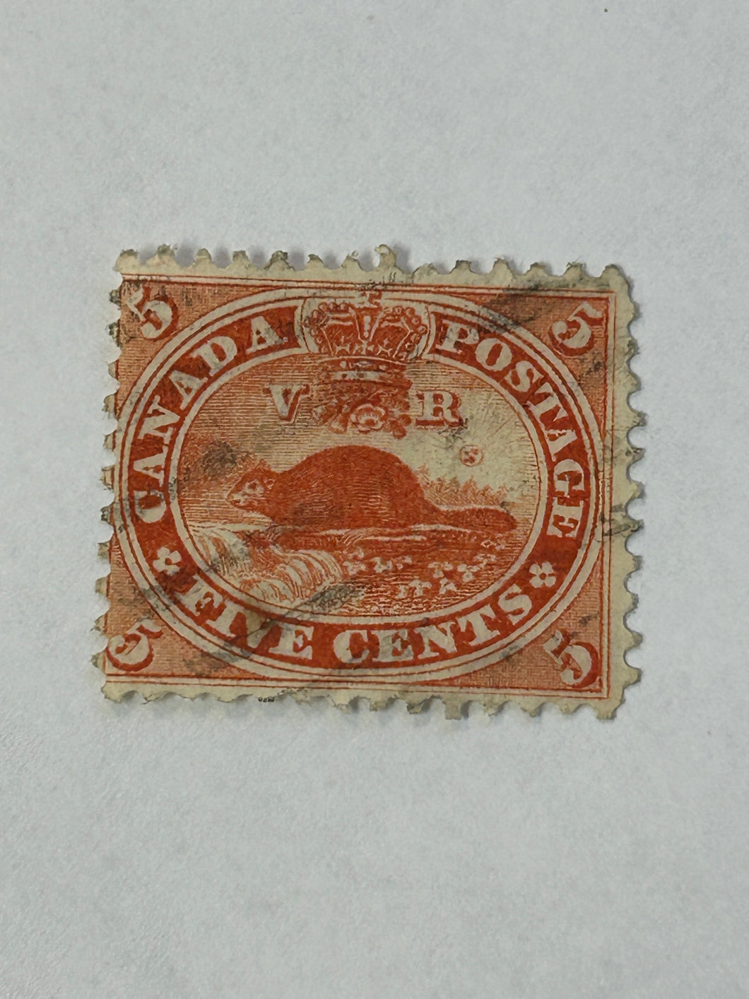 Used Fine Canada #15 Fice Cent vermillion Postage Stamp