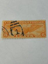 Load image into Gallery viewer, Used Avg US Air Post #C-1 Six Cents Orange Postage Stamp
