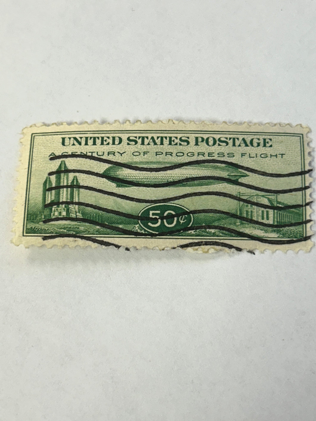 Used Avg US Air Post #C-16 Fifty Cents Green Postage Stamp