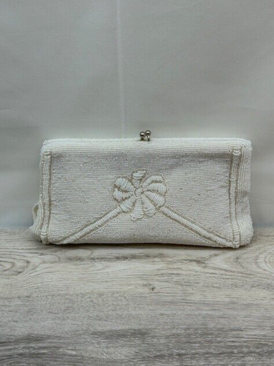 Vintage White Richere Bean Evening Bag