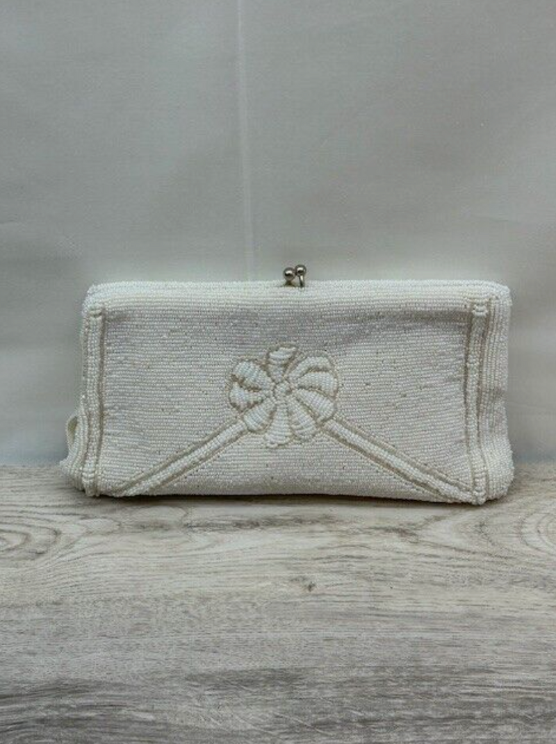 Vintage White Richere Bean Evening Bag