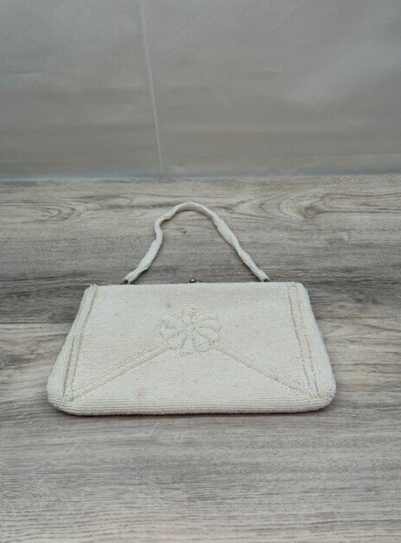 Vintage White Richere Bean Evening Bag